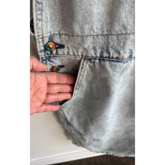 Levi's Pride Liberation Womens Bib Overalls Shortalls Romper Denim Blue Sz L - Picture 6 of 16